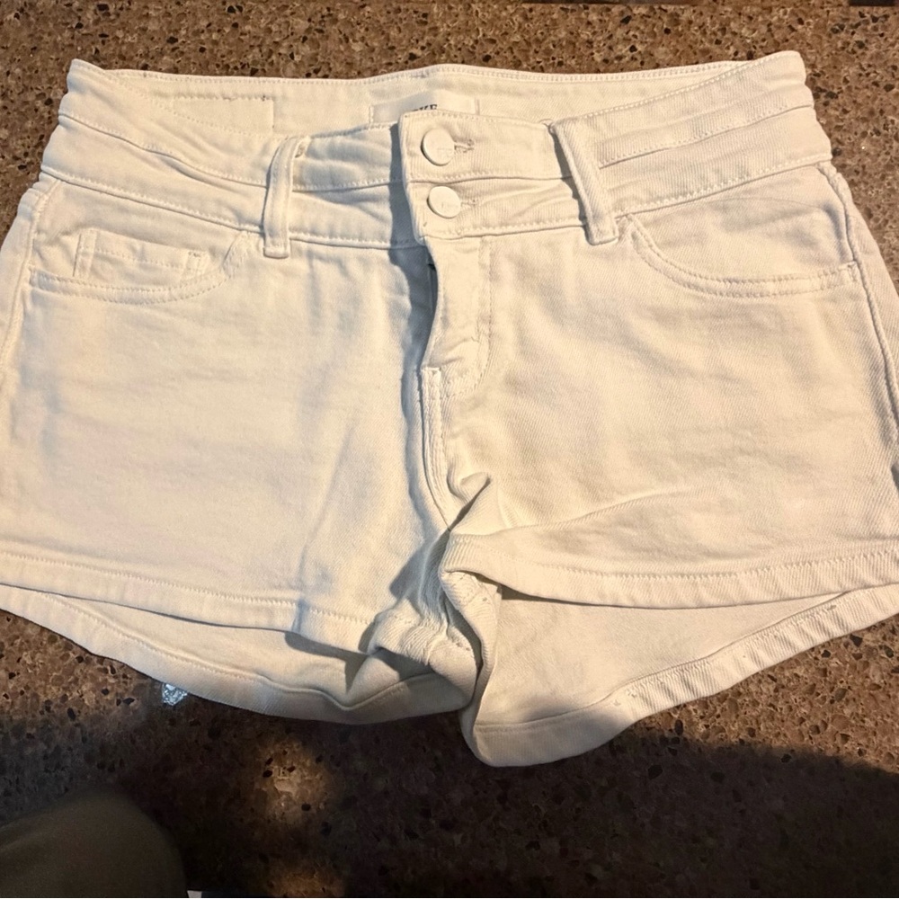 BKE Mid-Low Rise White Jean Shorts